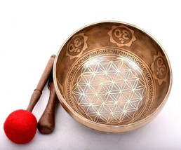 10 Inch Flower Of Life Singing Bowl - Tibetan Sound Healing Bowl With Mallet - £181.52 GBP