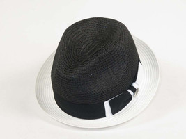 Men's Bently Semi Crushable Fedora Briad Straw Hat Enzo EN200 Black/White image 2