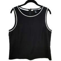 Forever 21 Sleeveless Black Top Blouse Size Large White Detail Back Zip - £9.65 GBP