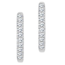 1/10CT Redondo Diamante Natural Aro Huggies Pendientes 14k Oro Blanco Plateado - £186.60 GBP