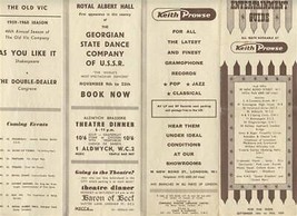 Keith Prowse Entertainment Guide 1959 London Theatre Schedule - $13.86