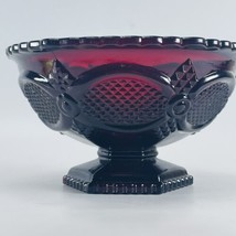 Vintage Avon 1876 Cape Cod Collection Ruby Red Pressed Glass Footed Candy Dish  - £9.98 GBP