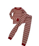 HANNA ANDERSSON Kids Pajamas PJ&#39;S Long John Red White Striped 130 Cm You... - £11.40 GBP