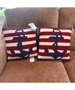 Americana Anchor Red White Striped 16x16 Pillows Handcrafted 1 NWT 1 NWO... - $50.00