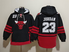 Michael Jordan #23 Chicago Bulls Black Pocket Lace-Up Pullover Hoodie - ... - $61.99