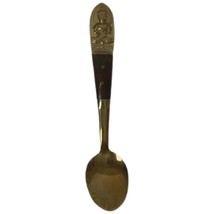 Vintage Siam Flatware Asian Thai Nickel Bronze Brass Wood Handle Spoon - $9.89