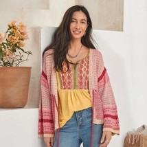 Sundance Free In Spirit Open Front Cardigan Knit Pink Sz S - $965.48 MXN