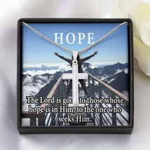 Scripture Card Hope Cross Card Necklace w Stainless Steel Pendant Religious - £37.92 GBP+