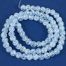 Blue Crackle Glass Round Loose Beads 6mm 1 Strand - £21.67 GBP