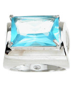 Womens Fashion 8.0 Ct Simulated Topaz Ring Sterling Silver Size 8 - £8.12 GBP