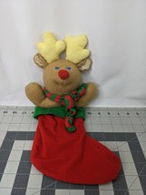 Avon Reindeer Christmas Stocking 15.5 Inch 1988 Stuffed Animal Toy - $9.95