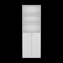 Bookcase Bookshelf With Dual-Door For Office Home White - £180.30 GBP