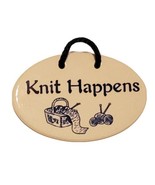Knit Happens Hanging Plaque 5.5&quot; x 3.5&quot; Funny Saying, Medallion, Knittin... - £12.45 GBP