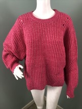 NWT Women&#39;s LOFT L/S Pink Marled Ribbed Stitch Sweater Sz XL - $28.70