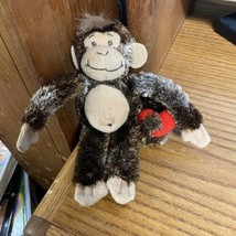Aurora World INC Monkey with Heart in tail approx 7" stuffed animal plush - $11.57