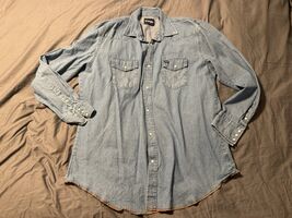 Wrangler Mens Long Sleeve Denim Western Pearl Snap Shirt Size 2XT Tall C... - $318.54 MXN