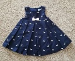 Janie And Jack Baby Girl&#39;s Lined Navy Blue Dress Size 3-6M White Swan Pi... - £13.52 GBP