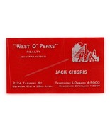 West O Peaks Realty San Francisco Red Cellophane Vtg Business Card BC2 - $27.70 CAD