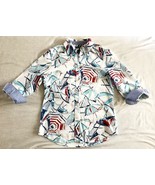 RALPH LAUREN CHAPS Womens Umbrella Design White Blue Red Button Shirt SM... - £12.65 GBP