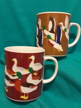 Pair of Unbranded Mugs Cup w/ Wraparound Graphic of Ducks Mallards Flight / Rest - £14.93 GBP