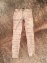 Pre-owned GENETIC Cigarette Leg Jeans Cropped Beige Tie Dye &quot;Raquel&quot; SZ 26 - £27.06 GBP