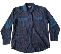 Stacy Adams Blue Suede Plaid Elbow Patch Button Front Casual Shirt Size 2XL - £19.92 GBP