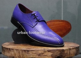 New Mens Handmade Stylish Formal Purple Leather Side Laces Dress &amp; Casual Wear - £115.09 GBP