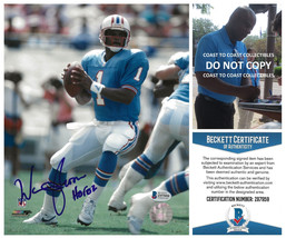 Warren Moon signed Houston Oilers football 8x10 photo Beckett COA proof auto - £94.95 GBP