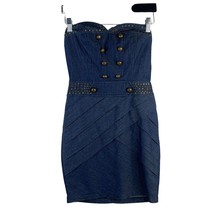 Arden B Size XS Dress Y2K Chambray Studded Stud Strapless Military Style Mini - $13.92