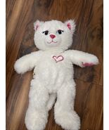 Build a Bear White Cat Kitten Kitty With Pink Heart Stuffed Plush Toy 18” - $272.41 MXN