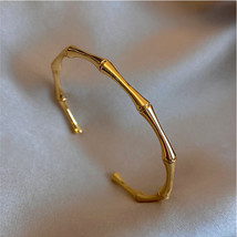 MEYRROYU Stainless Steel Gold Color Bamboo Joint Bangles 2021 Trend Bracelet For - £9.70 GBP