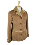 Jones New York Sport Women&#39;s Coat Faux Suede Shearling Medium Fawn Butto... - $29.99