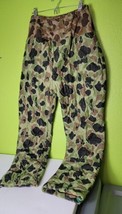 Quilted Vintage Camo Hunting Pants Frog Camouflage VTG 28&quot; X 30&quot; - £46.26 GBP