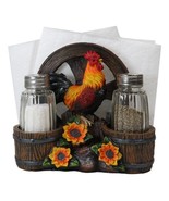 Rooster Chicken By Farm Barrels Wagon Wheels Napkin &amp; Salt Pepper Shaker... - $44.92 CAD