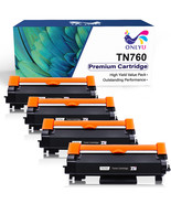 4 Pack Tn760 Tn-760 With Chip Toner For Brother Hl-L2395Dw L2390Dw L2350... - £46.57 GBP