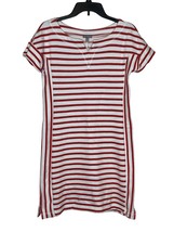 T by Talbots Women T-Shirt Dress Stripe Shortsleeve Metallic French Terry Red XS - £17.39 GBP