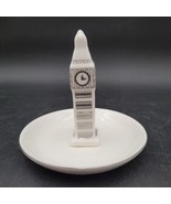 LAUREN CONRAD Ceramic WHITE &amp; SILVER London BIG BEN TRINKET TRAY Elizabe... - $9.89