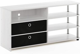 Furinno Jaya Simple Design Tv Stand With Bins For Up To 55-Inches, White... - £68.32 GBP