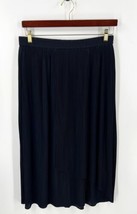 Du Jour Pleated Midi Skirt Size M Black Pull On Elastic Waist Solid Womens - $39.60