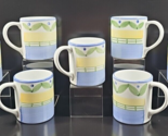 7 Williams Sonoma Marisol Mugs Set Blue Yellow Green Leaves Coffee Cup I... - £139.96 GBP