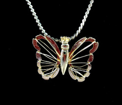 Accents Wire Butterfly Pendant Vintage Necklace Goldtone 16&quot; By Hallmark - £13.29 GBP