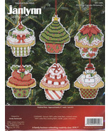 Janlynn Christmas Cupcake Ornaments Counted Cross Stitch Kit, 3in, aida, 6 - £13.53 GBP
