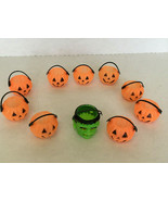 Vintage plastic little pumpkin jack o lantern frankenstein candy holder lot - $35.33 CAD