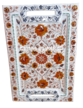 12"x18" Marble Serving Tray Plate Fine Carnelian Inlay Floral Mosaic Gif... - $439.86