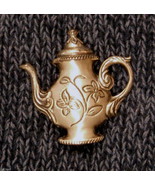 VTG BEAU Sterling Silver Brooch Tea Pot Embossed Teapot Scatter Pin B STER - £39.63 GBP