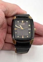 Citizen E111-S049393 Eco Drive Two Tone Black Gold Mens Watch Working!! - $69.99