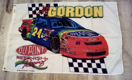 Vtg 1995 Jeff Gordon #24 NASCAR 28x40&quot; Flag Banner DuPont Made in USA - £13.27 GBP