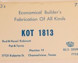 Vintage CB Ham radio Card KOT 1813 Channelview  Texas Amateur Lone Star - $4.94