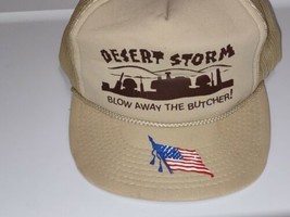 Vtg Gulf War Hat Cap BLOW AWAY THE BUTCHER Iraq Mesh Operation Desert Storm - $11.99
