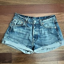 Levi&#39;s Jean Shorts Women’s 30 501 Button Fly Cut Off Blue Denim - $17.32